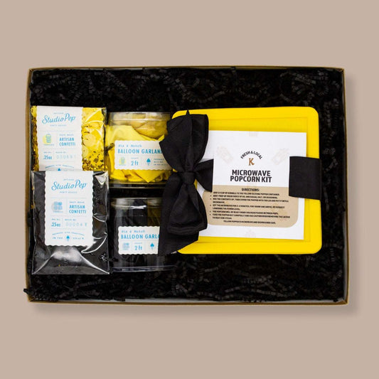 Pittsburgh Black and Yellow Party Gift Box - KINSHIP GIFT - Celebration Gift - KINSHIP GIFT - Black & Gold, celebration, celebration gift box, confetti, local pittsburgh gift box, pittsburgh, pittsburgh brands, Pittsburgh business, pittsburgh companies, Pittsburgh gift basket, pittsburgh gift box, Pittsburgh gift boxes, Pittsburgh Kinship, pittsburgh products, PITTSBURGH SPORTS, pittsburgh themed gift, Studio Pep - Pittsburgh - gift - boxes - gift - baskets - corporate - gifts - holiday - gifts