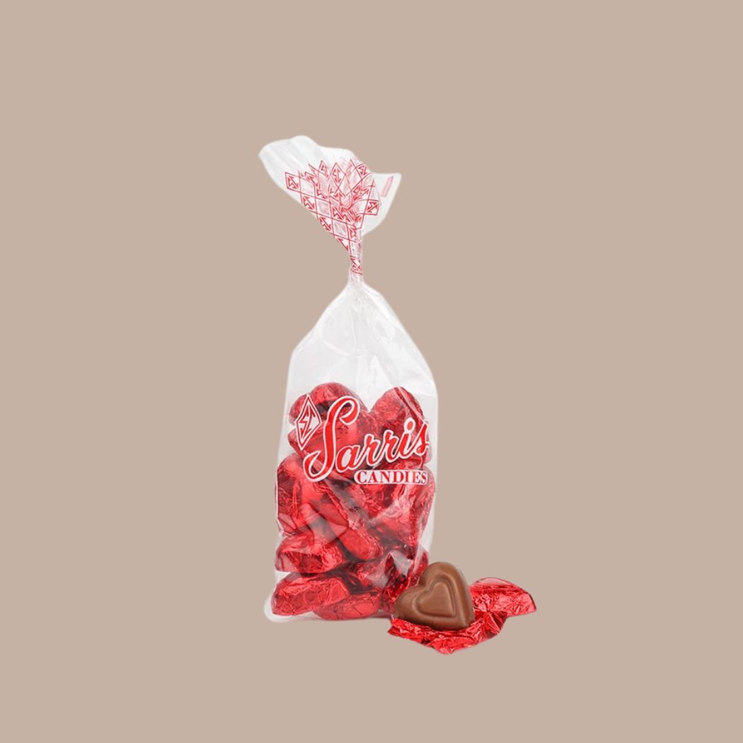 Sarris Valentine's Day Foiled Red Hearts Bag (Milk Chocolate)