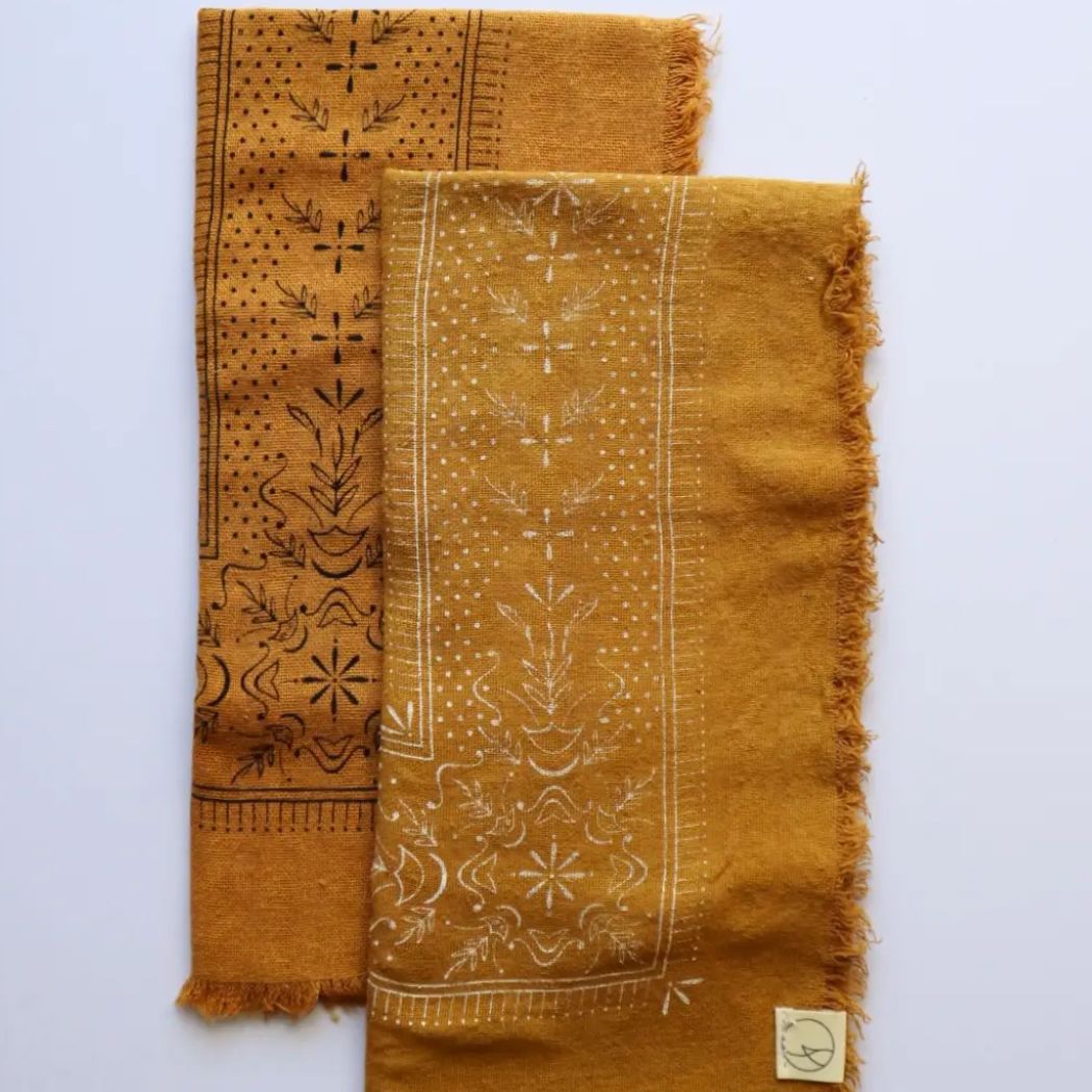 Eco Raw Naturally Dyed Bandanas (Raw Silk)