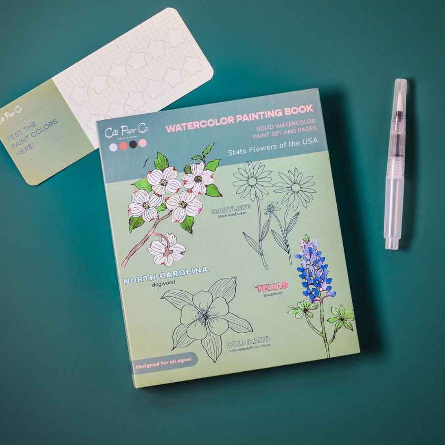 Watercolor Book and Paint Set - State Flowers