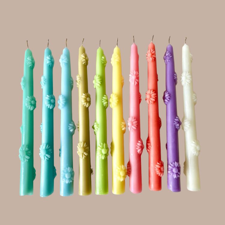 Daisy Floral Taper Candles (Set of 2)