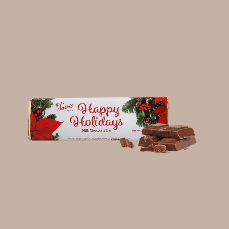 Happy Holidays Poinsettia Milk Chocolate Bar