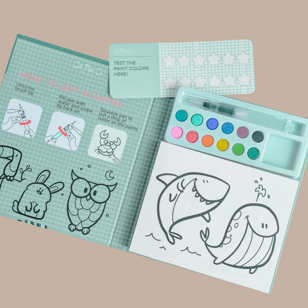Kids Watercolor Book and Paint Set - Animal Kingdom