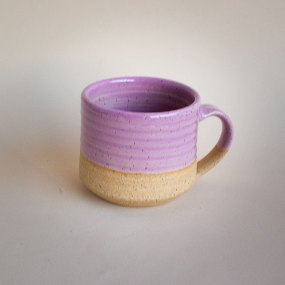 Lavender Capuccino Mug - East Wheeling Clayworks - Box Builder Item - KINSHIP GIFT - coffee/tea, Desk Essentials, East Wheeling Clayworks, housewarming, lavender, LDT:GW:RESTRICT, Mugs, office, self care, Sympathy, Warm & Cozy, Wellness - Pittsburgh - gift - boxes - gift - baskets - corporate - gifts - holiday - gifts