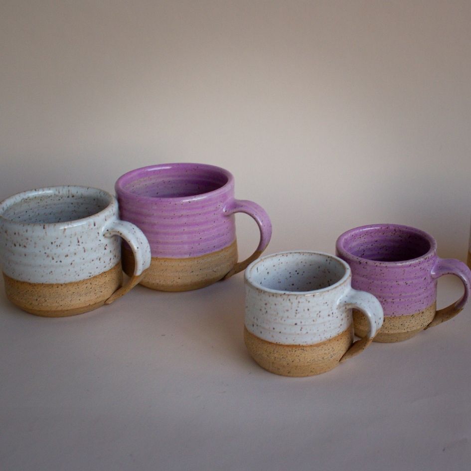 Lavender Capuccino Mug - East Wheeling Clayworks - Box Builder Item - KINSHIP GIFT - coffee/tea, Desk Essentials, East Wheeling Clayworks, housewarming, lavender, LDT:GW:RESTRICT, Mugs, office, self care, Sympathy, Warm & Cozy, Wellness - Pittsburgh - gift - boxes - gift - baskets - corporate - gifts - holiday - gifts