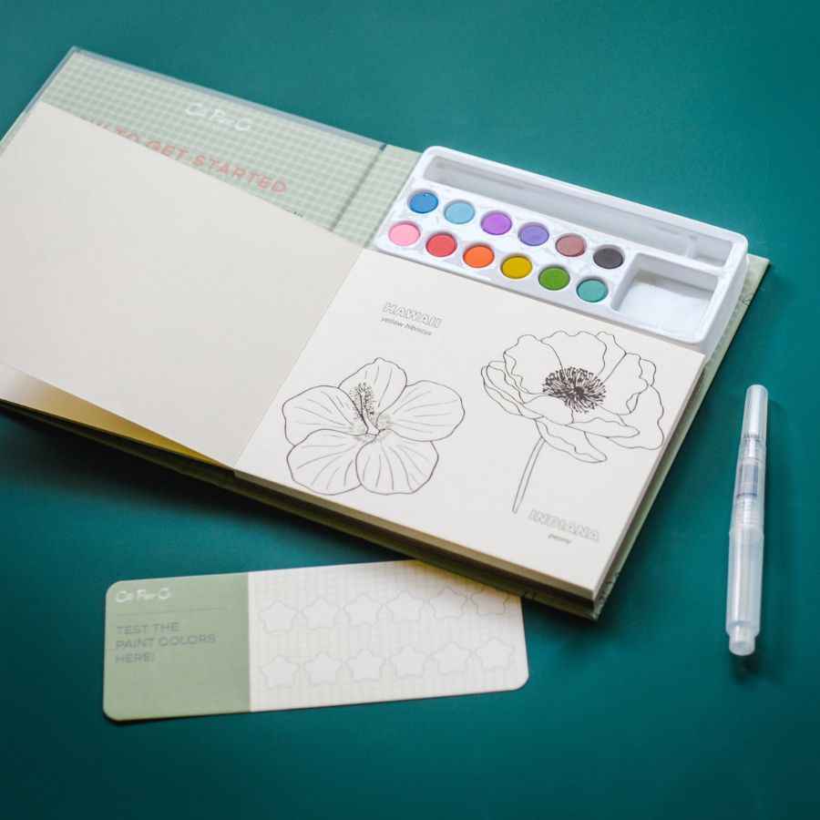 Watercolor Book and Paint Set - State Flowers