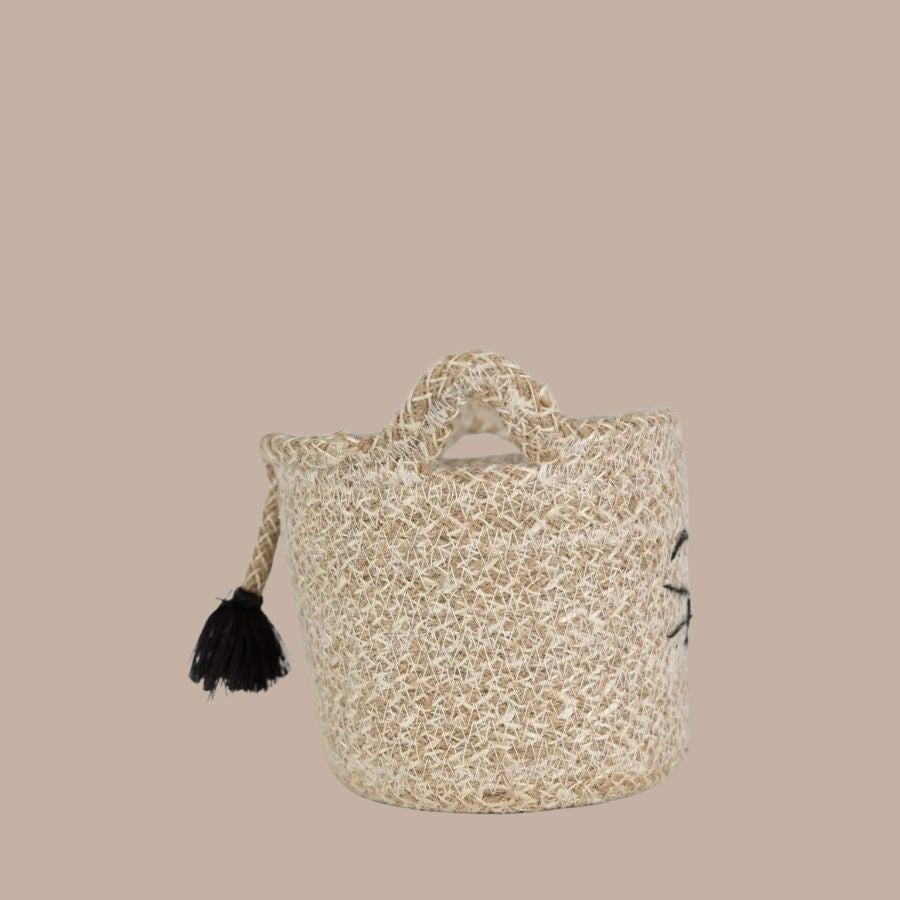 Cat Face Jute Basket (Small)