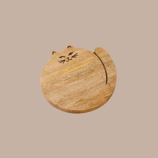 Mango Wood Charkitterie Board (Cat-shaped Cutting Board)