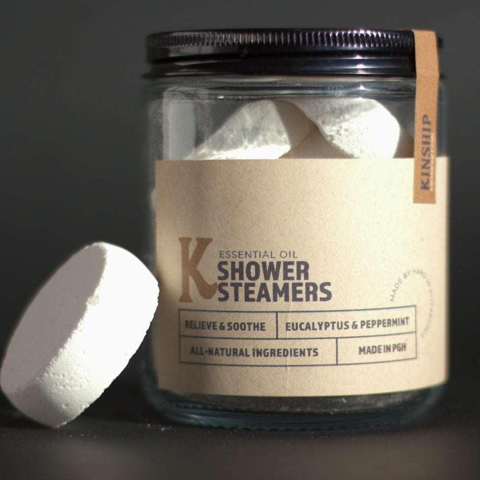 Eucalyptus and Peppermint Shower Steamers - Large Jar - KINSHIP GIFT - Box Builder Item - KINSHIP GIFT - Bath & Body, Beauty, Bride, housewarming, kinship gift, LDT:GW:RESTRICT, Men, Sympathy, Wellness - Pittsburgh - gift - boxes - gift - baskets - corporate - gifts - holiday - gifts