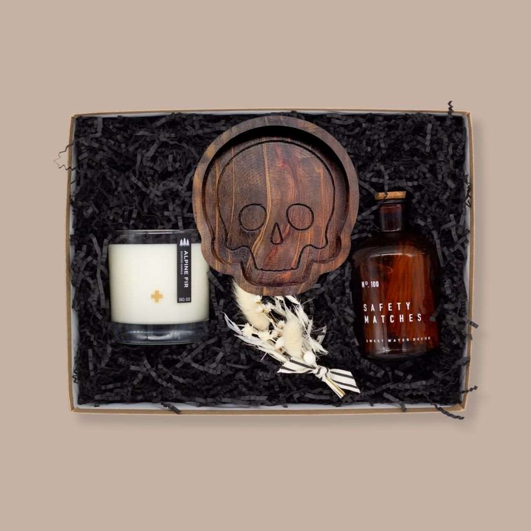 Local Fall Favorites Gift Boxes-KINSHIP GIFT-Third Eye Creation Wooden Skull Dish-KINSHIP GIFT