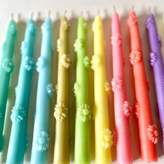 Daisy Floral Taper Candles (Set of 2)