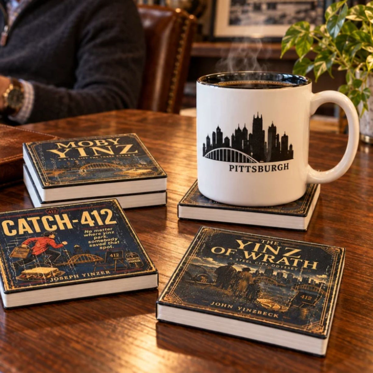 Handmade Yinzer Book Coasters (Set of 4)
