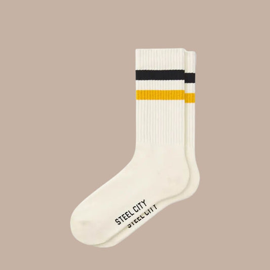 Steel City Striped Ivory Socks