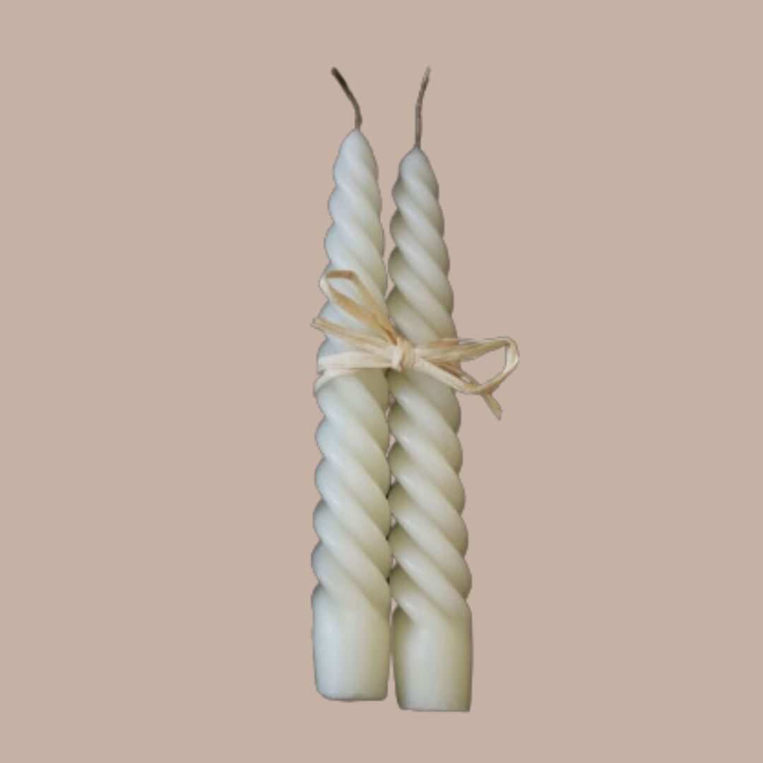 Twisted Taper Candles (Undyed) - Wicksburgh - Box Builder Item - KINSHIP GIFT - housewarming, LDT:GW:RESTRICT, Wicksburgh - Pittsburgh - gift - boxes - gift - baskets - corporate - gifts - holiday - gifts
