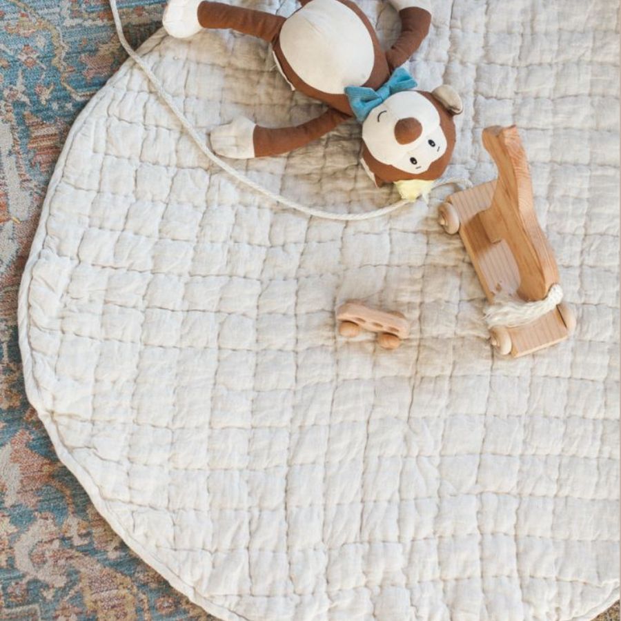Stone Washed Linen Quilted Play Mat