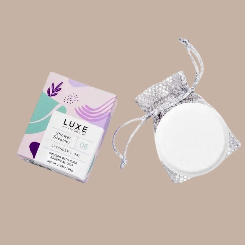Luxe Lavender + Oat Shower Steamer Fizzy Bomb - Cait & Co - Box Builder Item - KINSHIP GIFT - Bath & Body, Beauty, Bride, Cait & Co, housewarming, LDT:GW:RESTRICT, Lovett Sundries, Sympathy, Wellness - Pittsburgh - gift - boxes - gift - baskets - corporate - gifts - holiday - gifts
