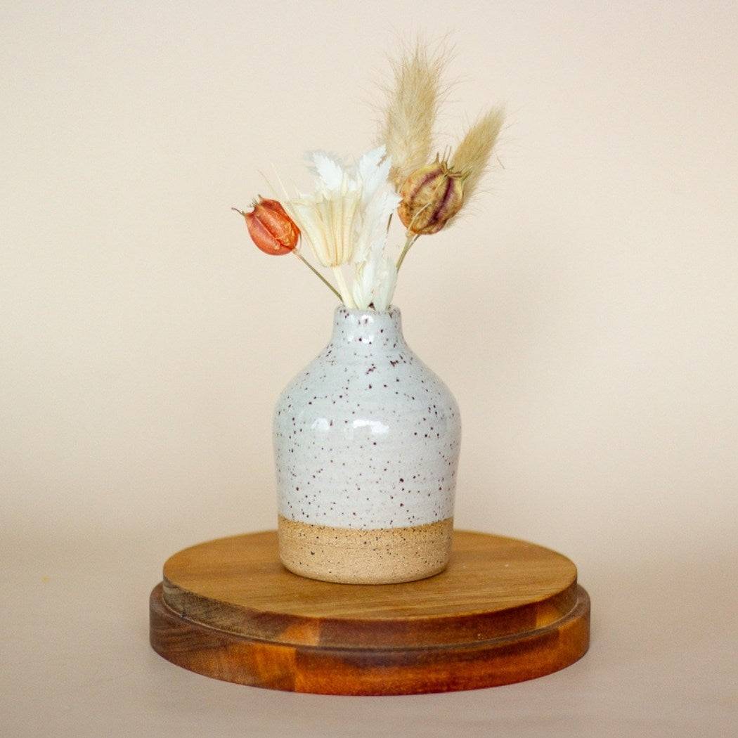 White Speckled Bud Vase