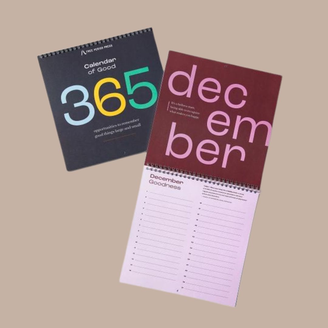 "Calendar of Good" Gratitude Calendar - Free Period Press - Box Builder Item - KINSHIP GIFT - Desk Essentials, employee gift, Free Period Press, housewarming, housewarming gift, Kinship gift box, LDT:GW:RESTRICT, Wellness - Pittsburgh - gift - boxes - gift - baskets - corporate - gifts - holiday - gifts