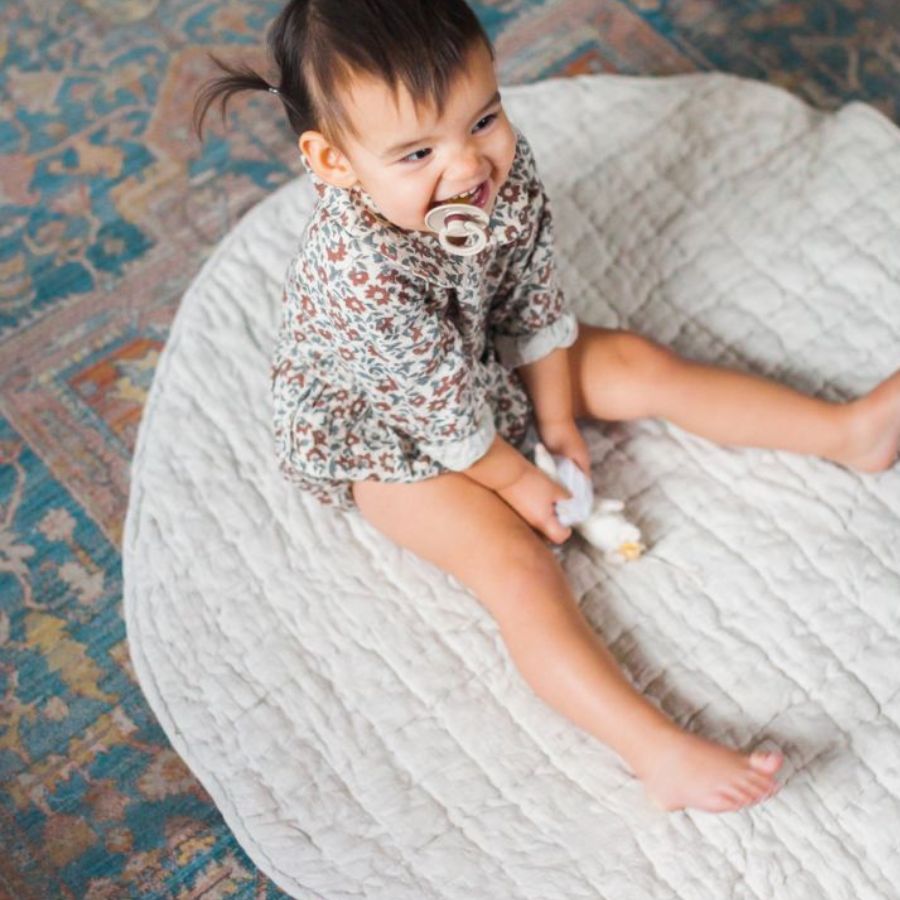 Stone Washed Linen Quilted Play Mat