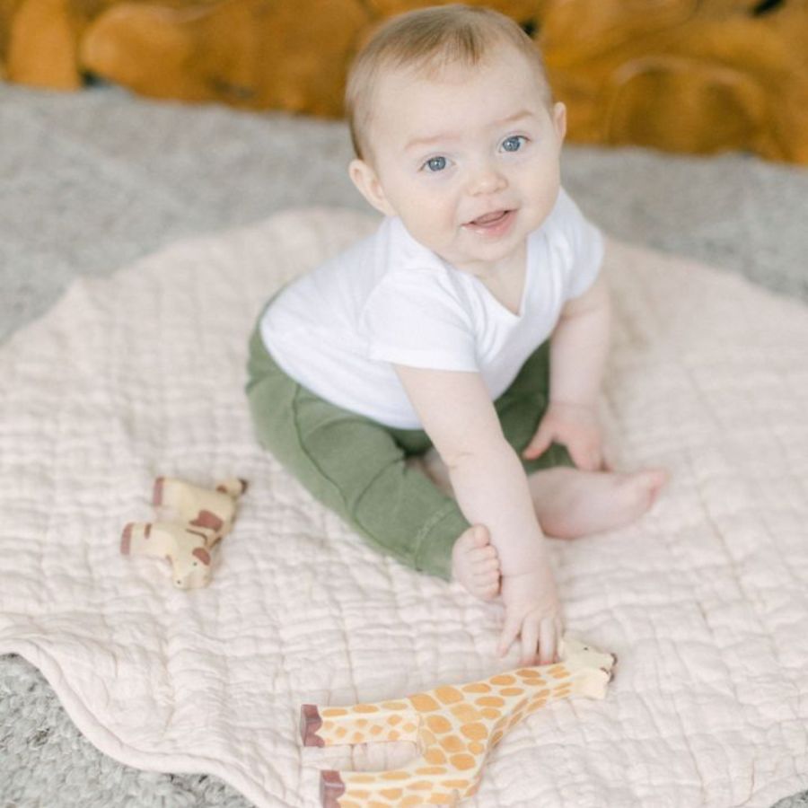 Stone Washed Linen Quilted Play Mat