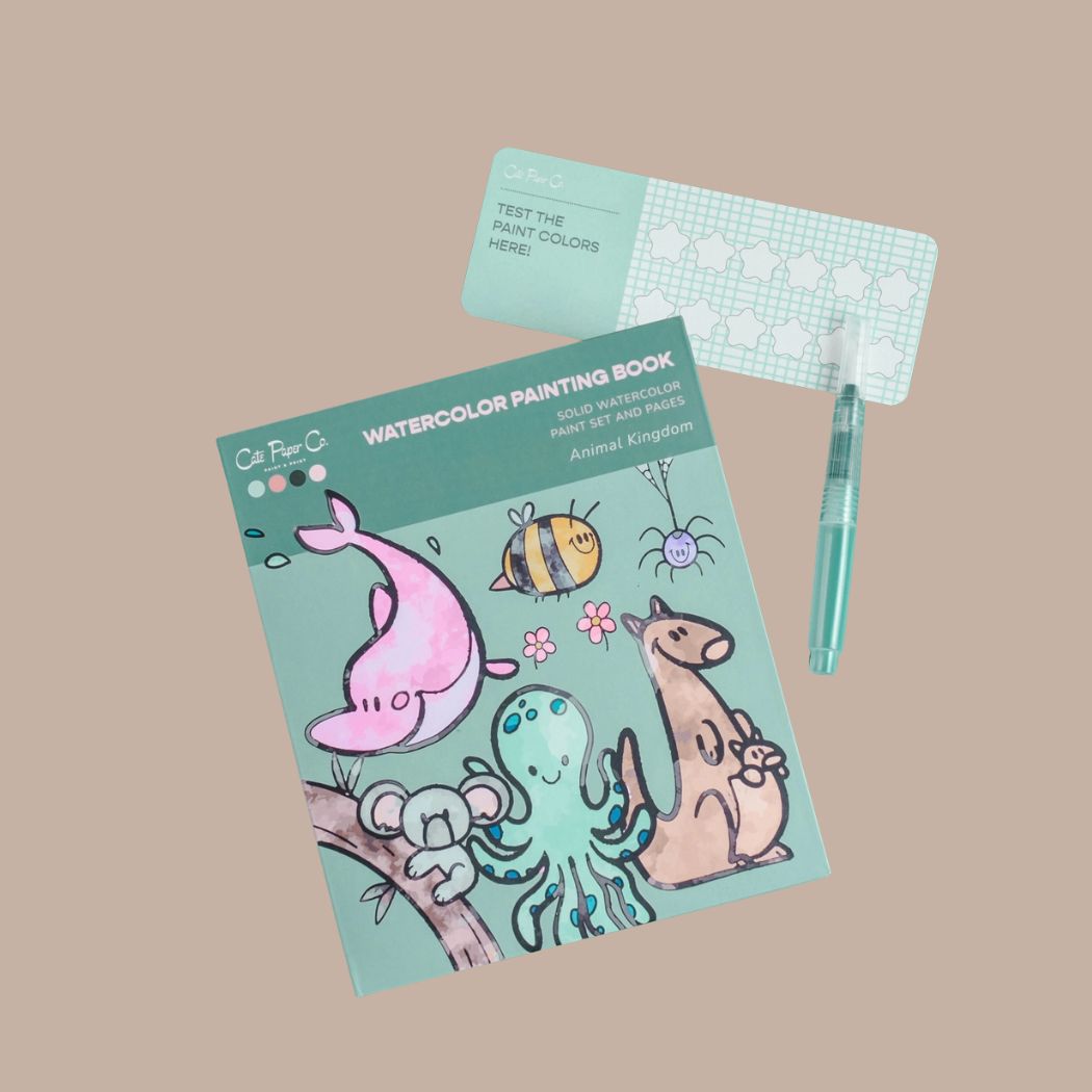 Kids Watercolor Book and Paint Set - Animal Kingdom