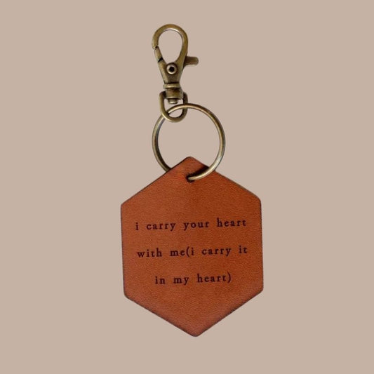 I Carry Your Heart Engraved Leather Keychain - Gladfolk - Box Builder Item - KINSHIP GIFT - Desk Essentials, Gladfolk, housewarming, LDT:GW:RESTRICT, Mother's Day, office, Sympathy, sympathy gift - Pittsburgh - gift - boxes - gift - baskets - corporate - gifts - holiday - gifts