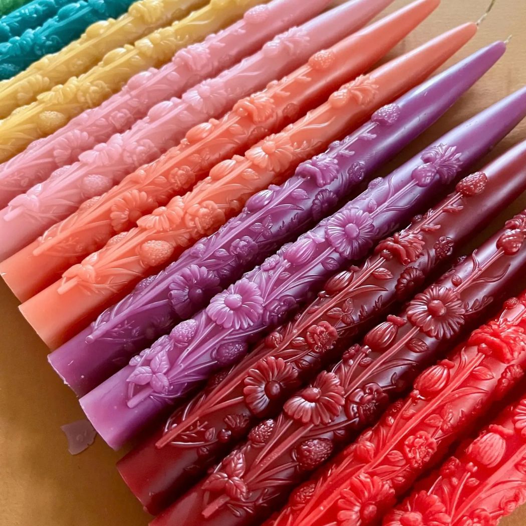 Wildflower Taper Candles (Set of 2)