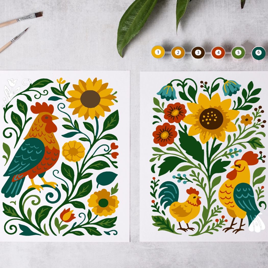 Flock and Flower Paint-By-Numbers Kit
