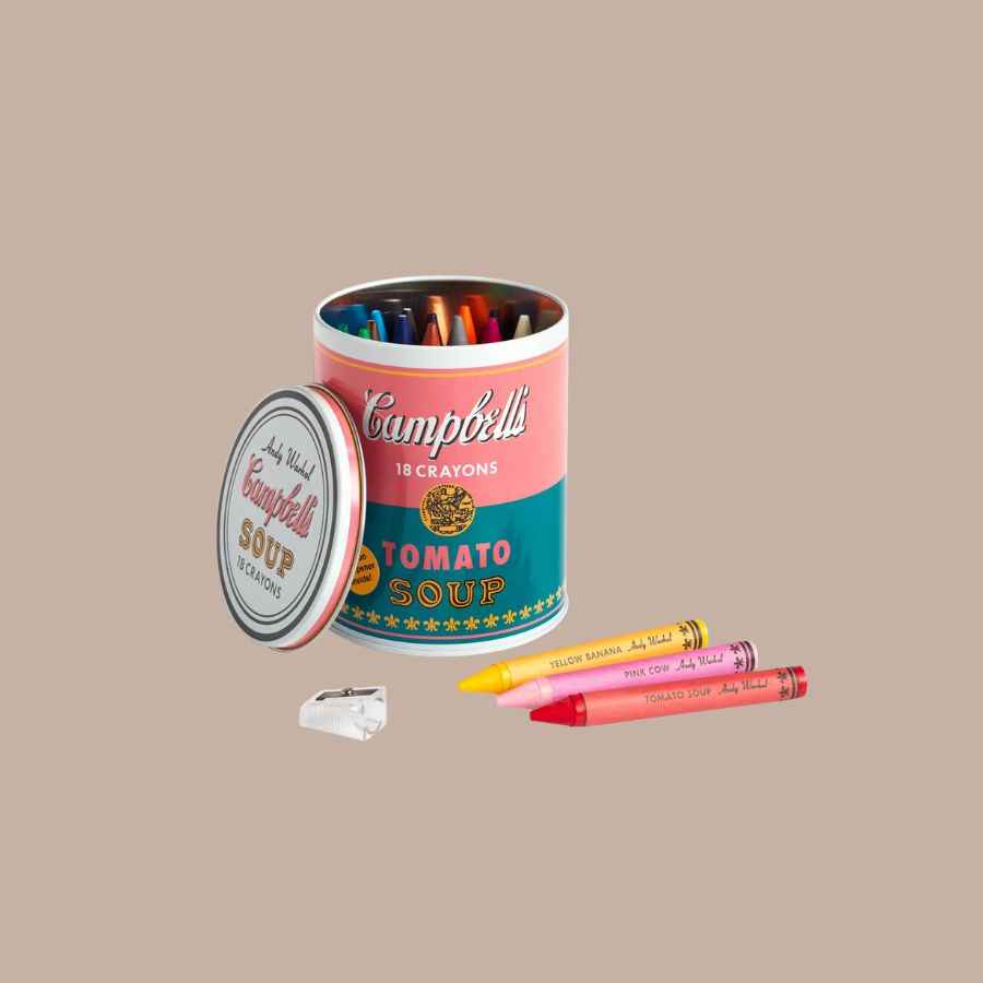Andy Warhol Soup Can Crayons + Sharpener