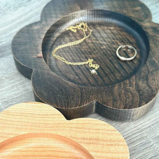 Bloom Flower-Shaped Hardwood Key Tray