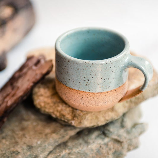 Celadon Double Shot Espresso Mugs-Ceramic Mug-East Wheeling Clayworks-KINSHIP GIFT