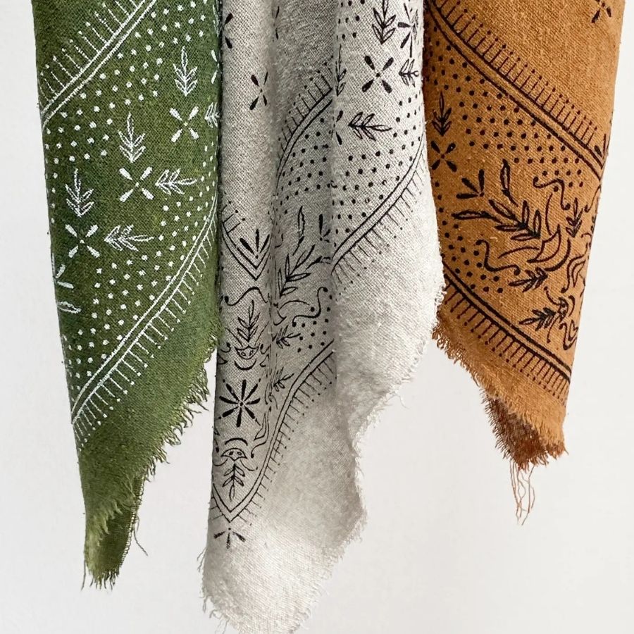 Eco Raw Naturally Dyed Bandanas (Raw Silk)