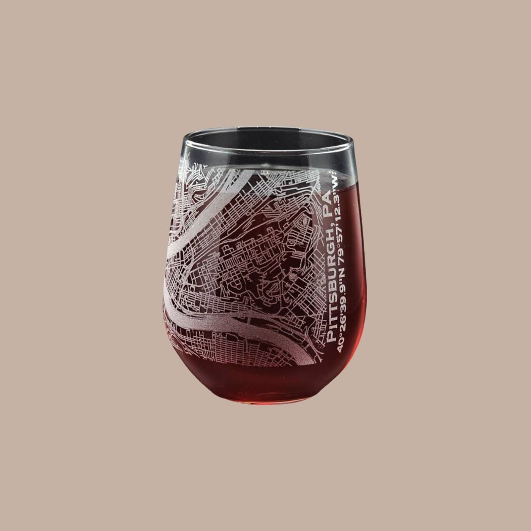 Etched Pittsburgh Map Glassware - KINSHIP GIFT