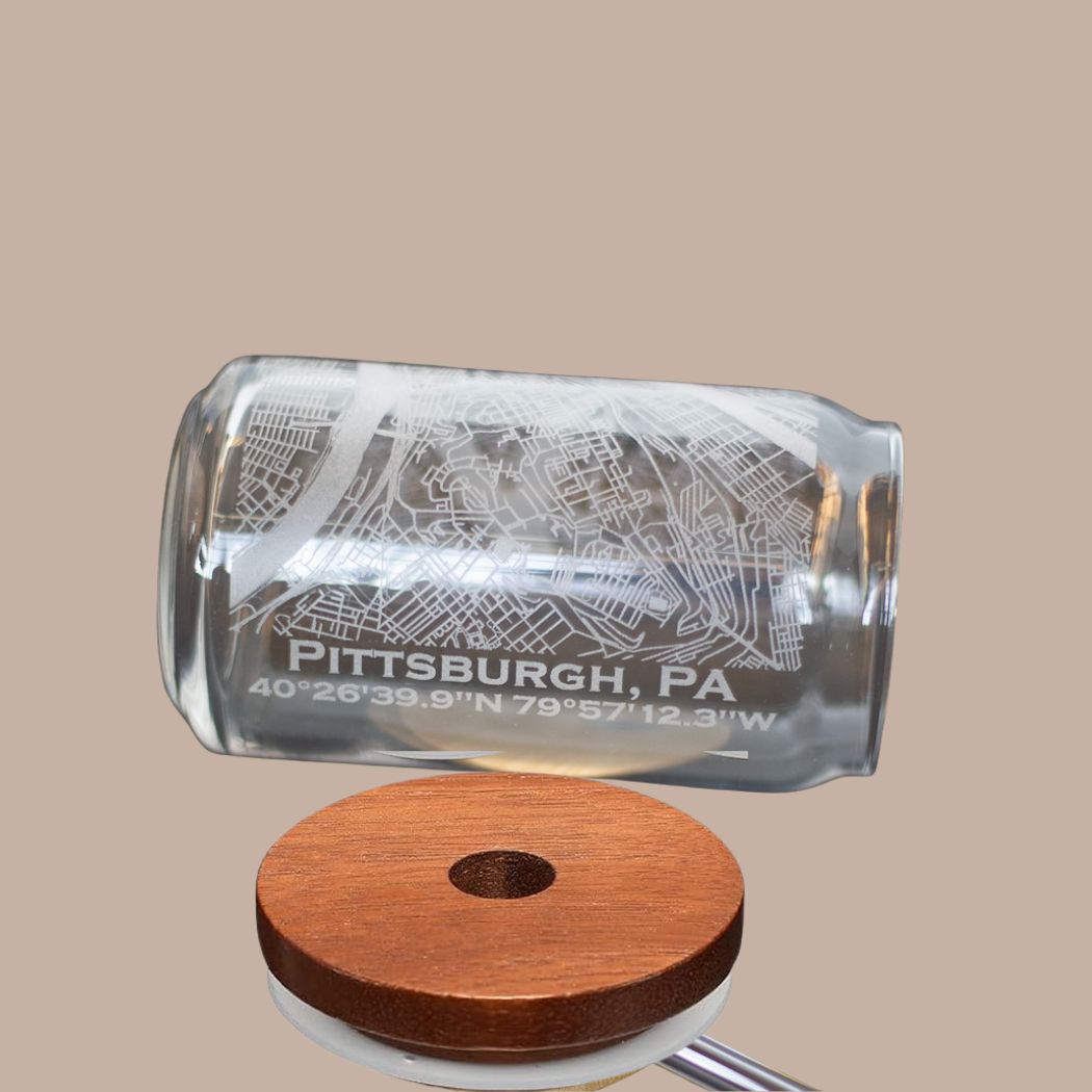Etched Pittsburgh Map Glassware - KINSHIP GIFT