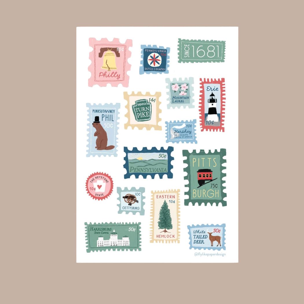 Fly Like Paper Design Greeting Cards-Greeting Card-Fly Like Paper Design-Pennsylvania Stamps POSTCARD-KINSHIP GIFT