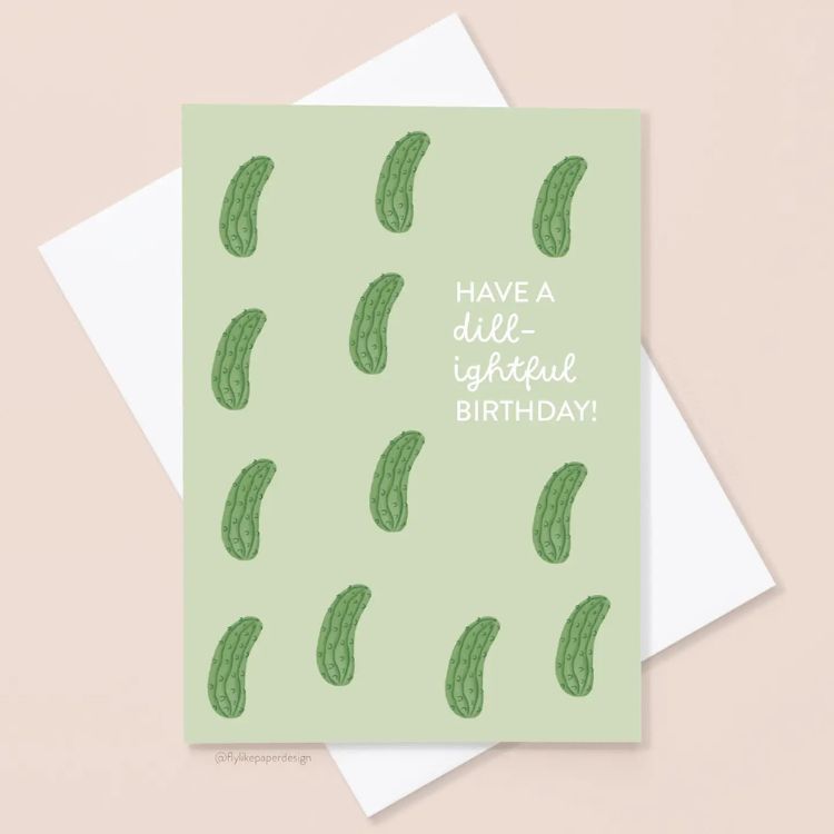Fly Like Paper Design Greeting Cards-Greeting Card-Fly Like Paper Design-Pickle Birthday-KINSHIP GIFT