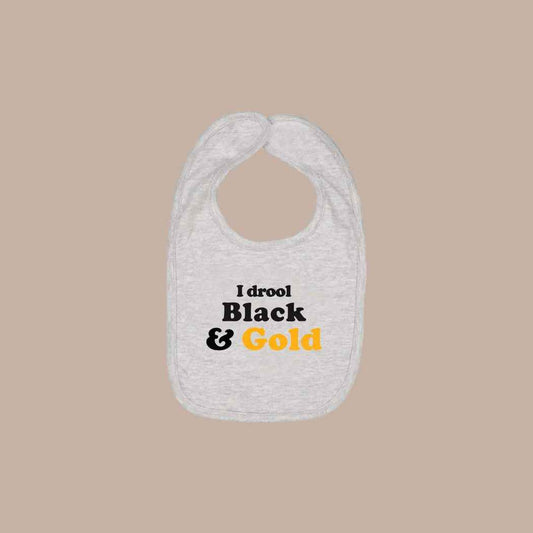 I Drool Black and Gold Baby Bib