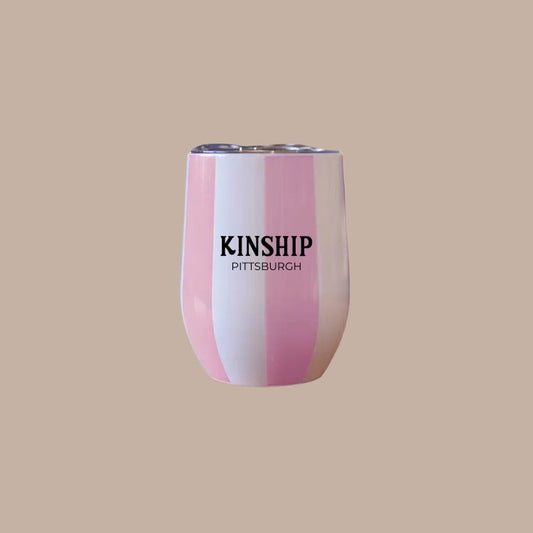 Striped Insulated Wine Glass - Kinship Logo