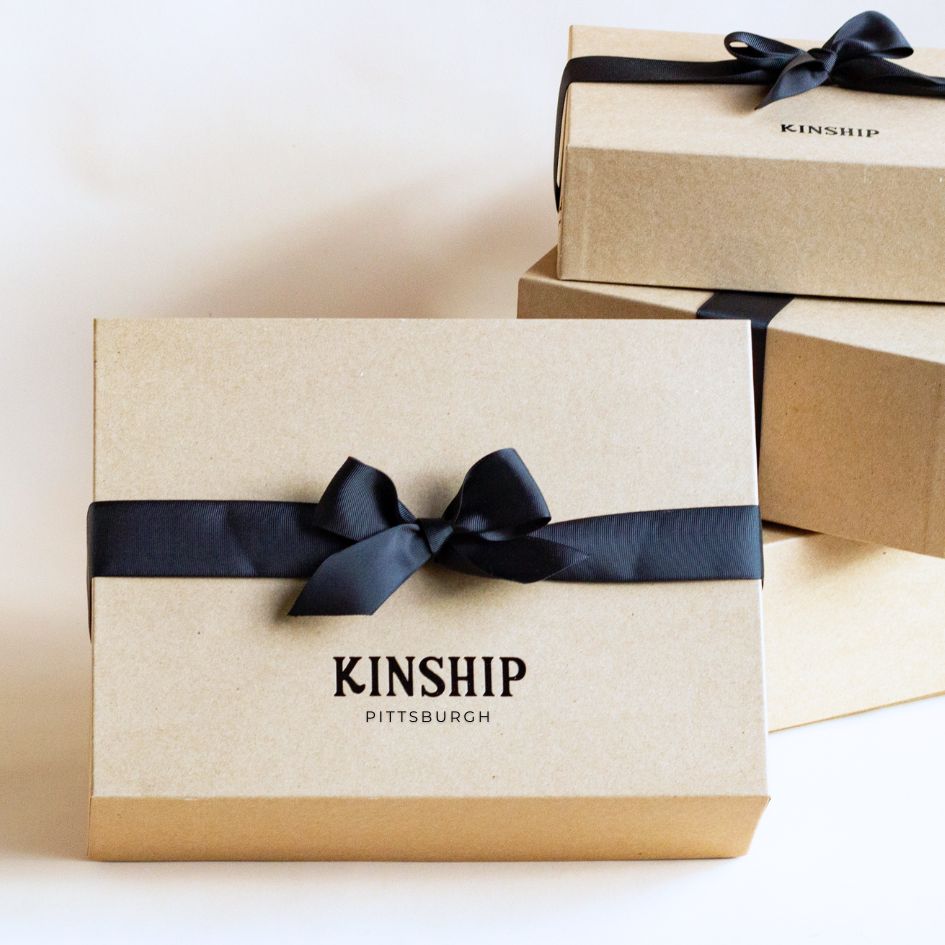 PACKAGING: Classic Kraft Kinship Gift Box with Paper Shred and Ribbon
