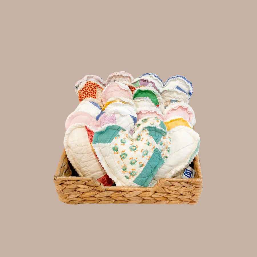 Lavender Sachet Heart - Handmade with Antique Quilts
