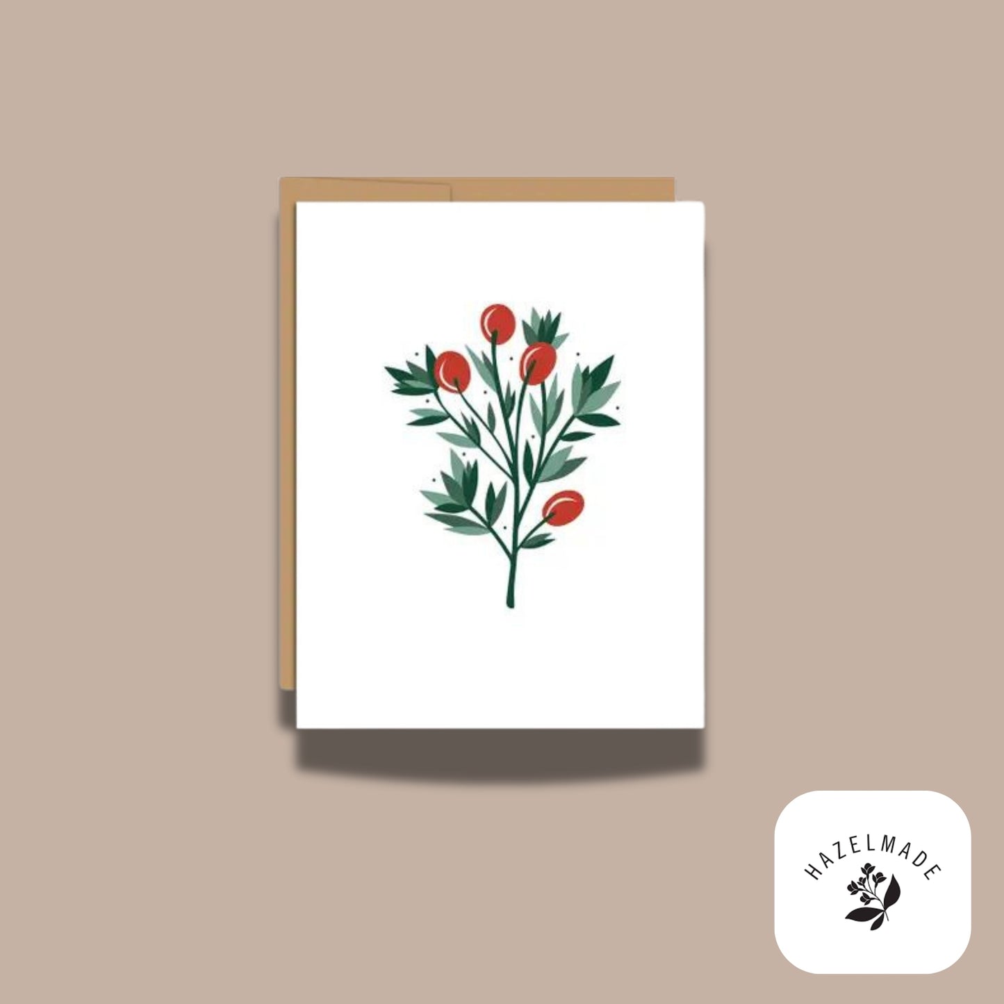 Hazelmade Greeting Cards-Greeting Card-Hazelmade-Holly Sprig-KINSHIP GIFT