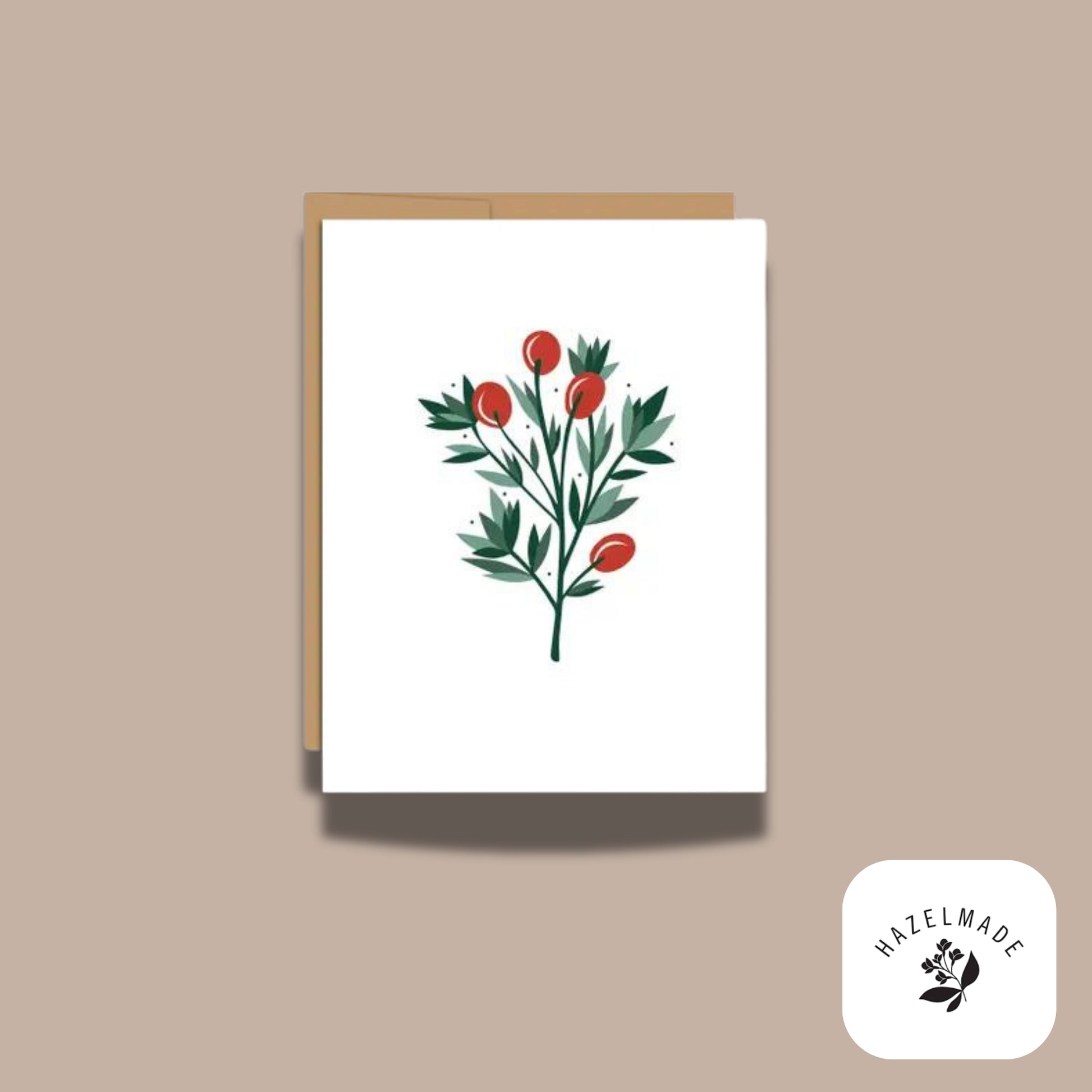 Hazelmade Greeting Cards-Greeting Card-Hazelmade-Holly Sprig-KINSHIP GIFT