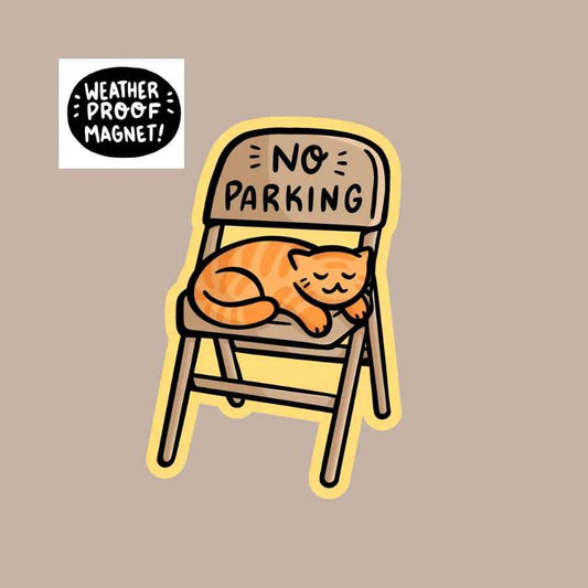 Magnets by Emily M-Magnet-Shop Emily M-Parking Chair Cat Weatherproof Magnet-KINSHIP GIFT