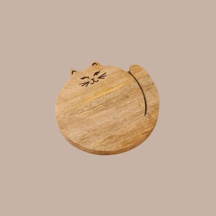 Mango Wood Charkitterie Board (Cat-shaped Cutting Board)