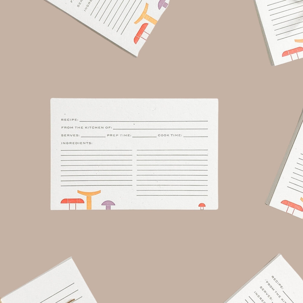 Mushroom Letterpress Recipe Cards