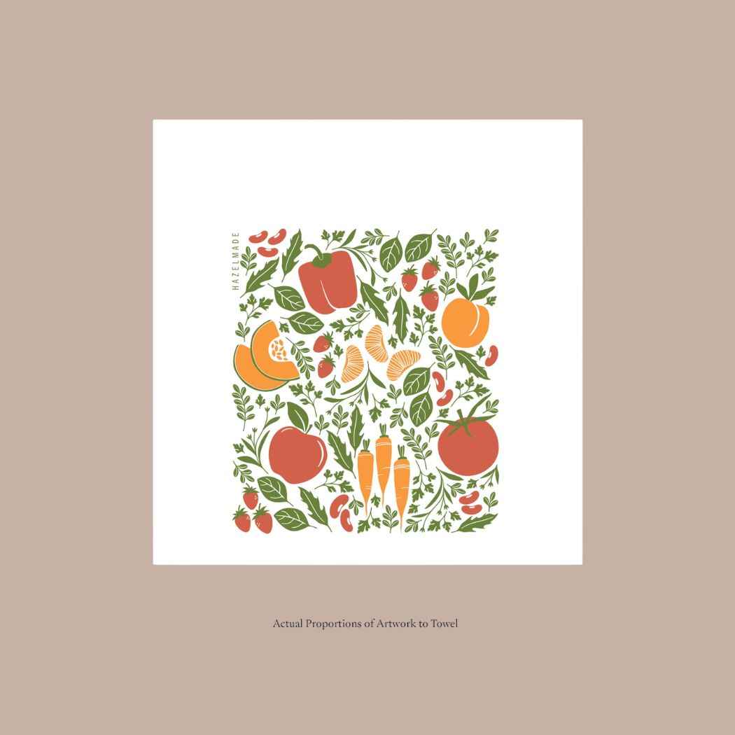 Orange Farmers Market Tea Towel