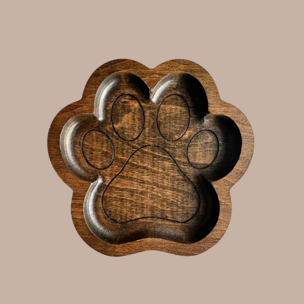 Paw Print Hardwood Key Tray