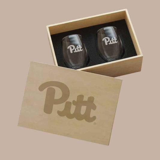 Pittsburgh Panthers 2-Piece Etched Wine Glass Set