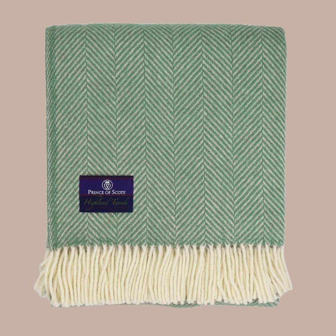 Prince of Scots Wool Blanket - Luxurious Warmth and Timeless Elegance-Blanket-Prince of Scots-Mint-KINSHIP GIFT