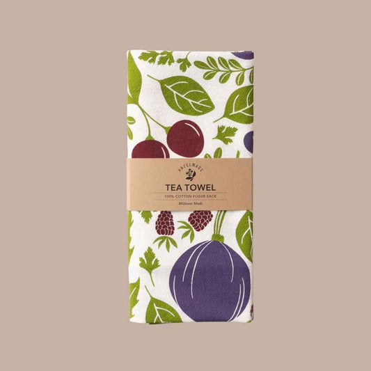 Purple Farmers Market Tea Towel